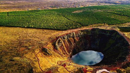 High angle view of landscape against sky