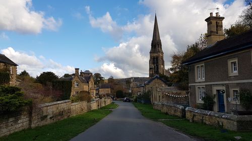 Panoramic view of historic buildings against sky in city