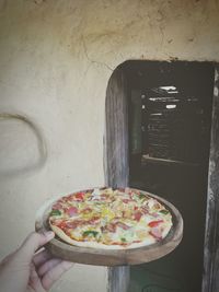 Close-up of pizza on table