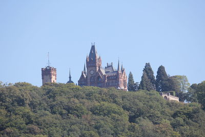 Panoramic view of trees and buildings against sky