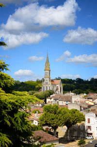 High angle view of townscape against sky