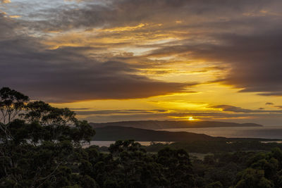 Scenic view of landscape against dramatic sky