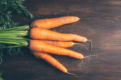 Close-up of carrots on table