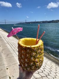 Close-up of pineapple cocktail 