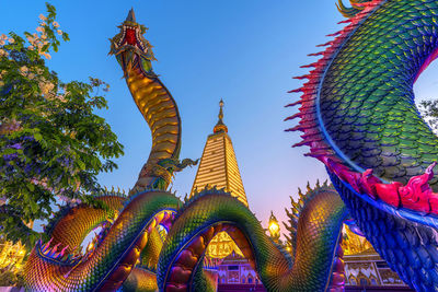 Colorful and beautiful king of nagas at phra that nong bua temple. ubon ratchathani province, 