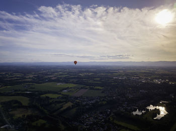 Hot air balloon drone view