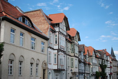 Low angle view of residential buildings against sky