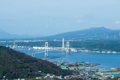 High angle view of city at waterfront