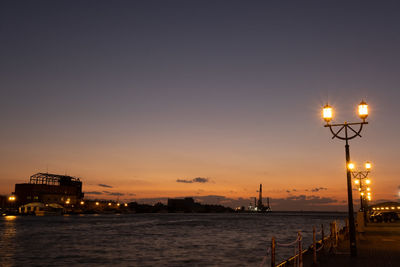 Scenic view of river against sky during sunset