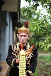 Traditional wedding clothes for men from central java.