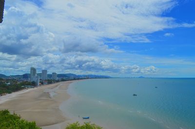 Scenic view of sea against cloudy sky