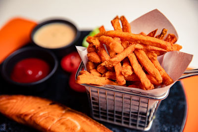 High angle view of food on barbecue grill