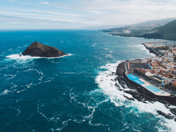 High angle view of sea against sky