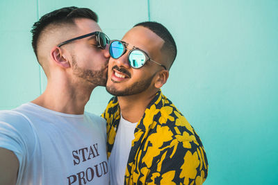 Close-up of couple kissing