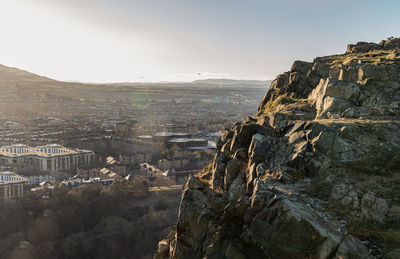 High angle view of townscape against sky