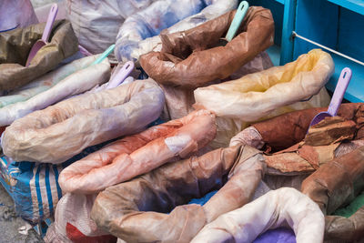 High angle view of carrots for sale in market