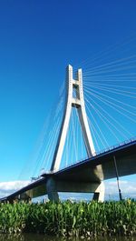 Low angle view of suspension bridge