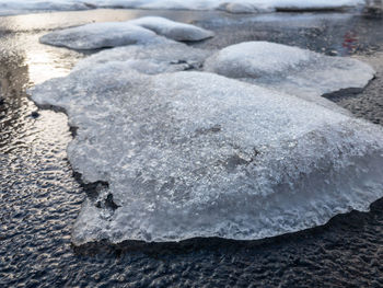 High angle view of ice on land