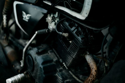 Close-up of vintage car engine