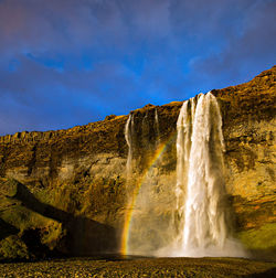 Low angle view of waterfall