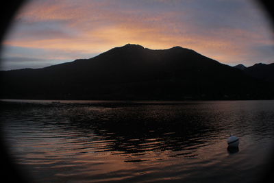 Scenic view of mountains against sky during sunset