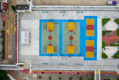 High angle view of multi colored building