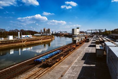 Panoramic view of the harbor of cologne 