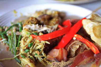 Close-up of meal served in plate
