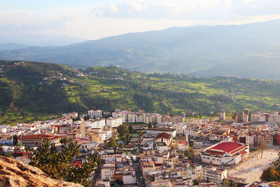 High angle view of town