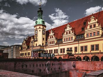 Low angle view of buildings against sky