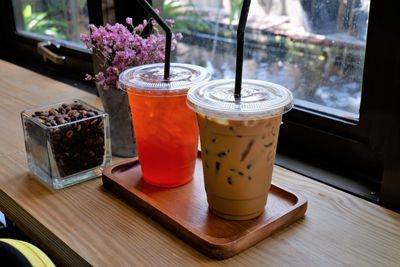 Close-up of drink in glass on table