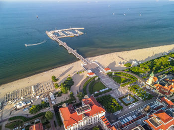 High angle view of buildings in city