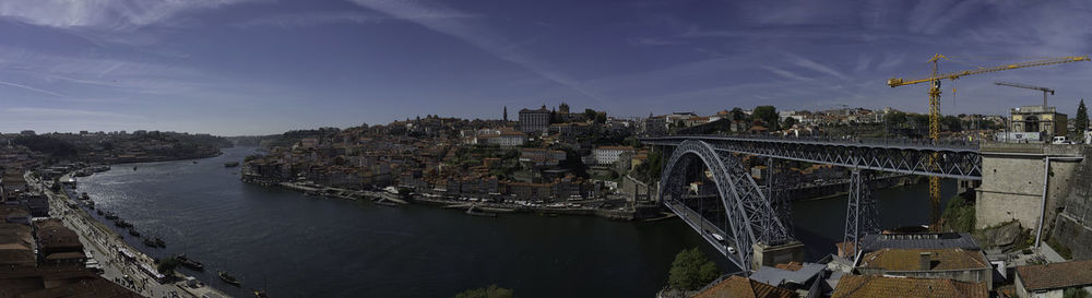 High angle view of bridge over river against sky