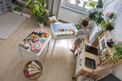 High angle view of food on table