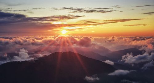 Scenic view of dramatic sky during sunset