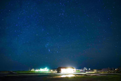 Scenic view of landscape against star field