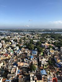 High angle view of townscape against sky