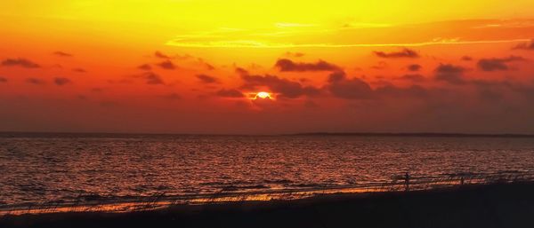 Scenic view of sea during sunset