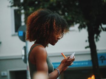 Close-up of woman outdoors