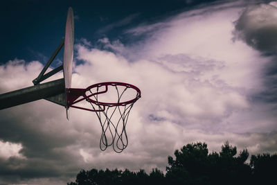 Low angle view of basketball hoop against sky