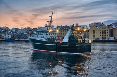 Downtown Ålesund in winter, norway.