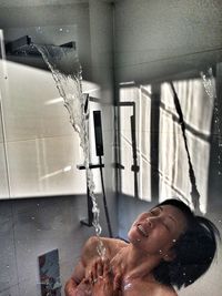 Portrait of man in bathroom at home