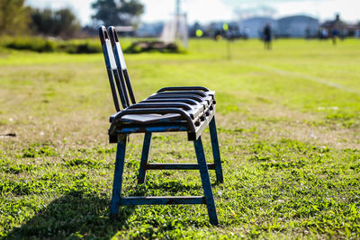 Empty chair in park