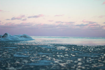 Scenic view of sea against sky during sunset