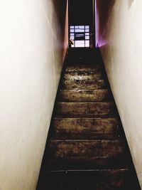 High angle view of staircase in building