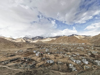 High angle view of landscape against sky