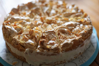 High angle view of cake in plate