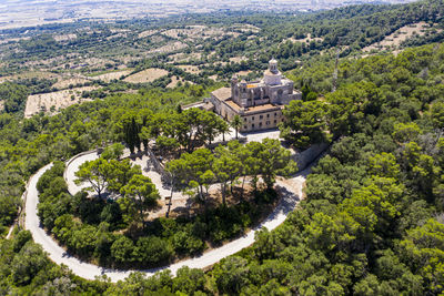 High angle view of buildings in city