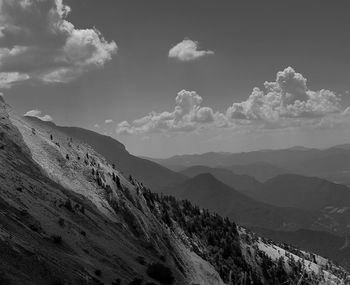 Scenic view of mountains against sky