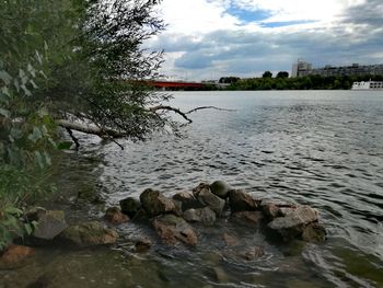 Scenic view of river against sky